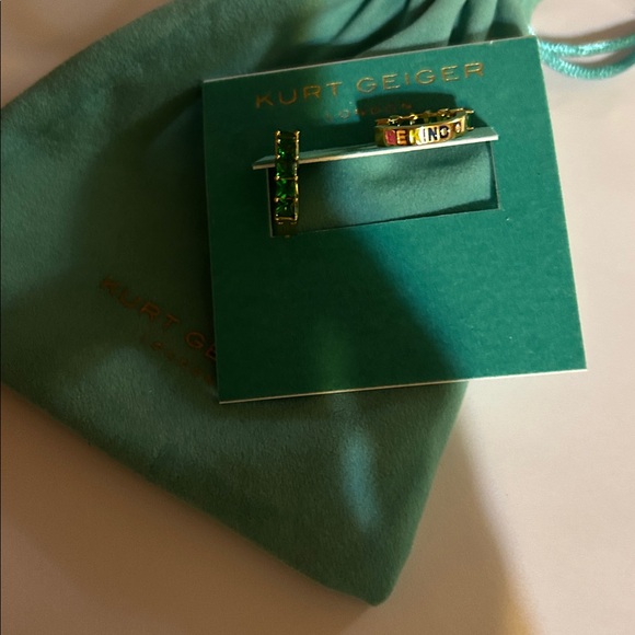 Kurt Geiger Huggie hoop earrings/Be kind in rainbow on back in dust bag NWT - Picture 14 of 14